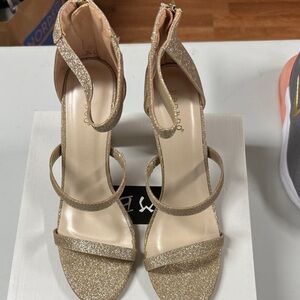 BAMBOO Glittering Gold Strappy Heels
